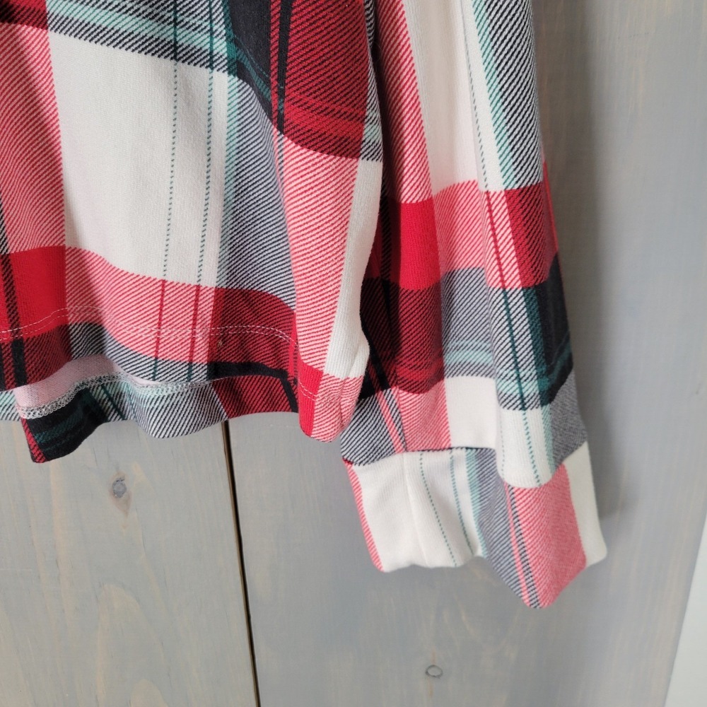 Soma Pajama Top Womens XL Red White Plaid Button Down Sleep Shirt Long Sleeve - Picture 7 of 10